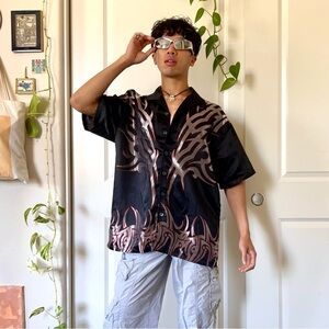 Vintage Y2K Tribal Design Silk Shirt